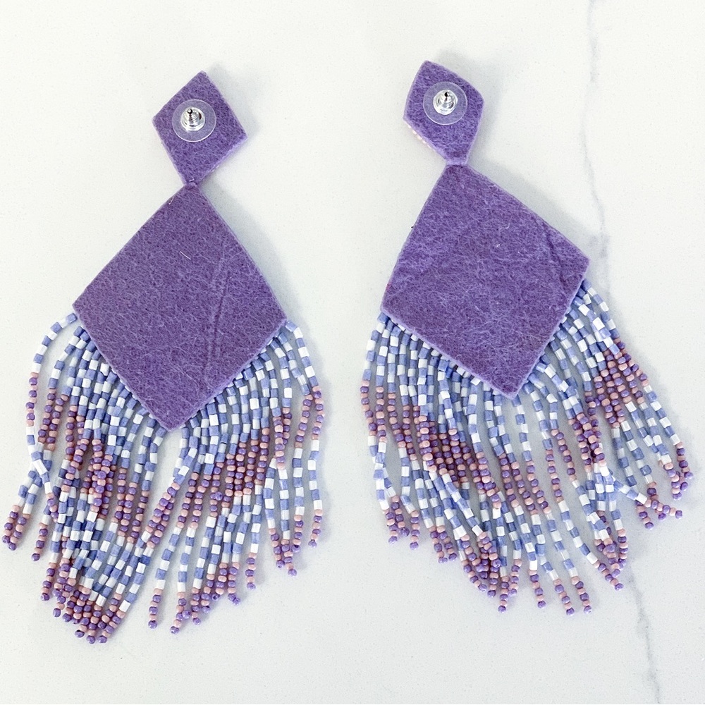 💝 FINAL SALE KAYLEE Handmade Beaded Tassel Earrings- Boho Drop Fringe Ea… - Picture 5 of 10